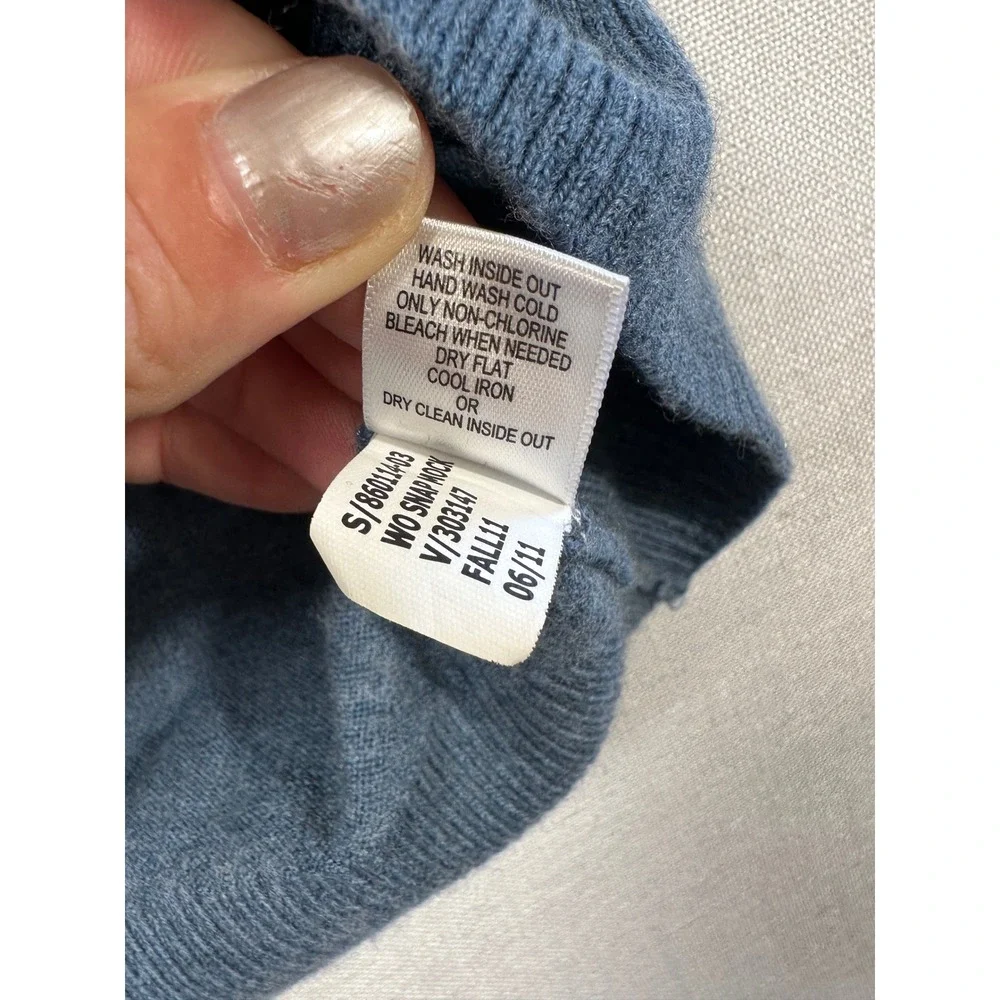 Banana‎ Republic Mens Blue Merino Wool Blend Snap Mock Neck Sweater Large